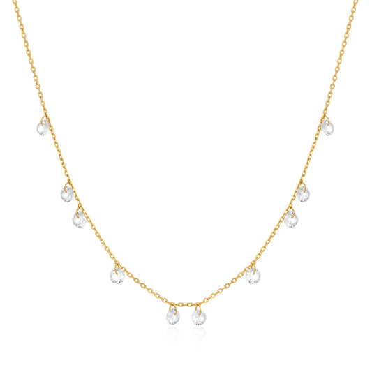 Gold Droplet Station Necklace