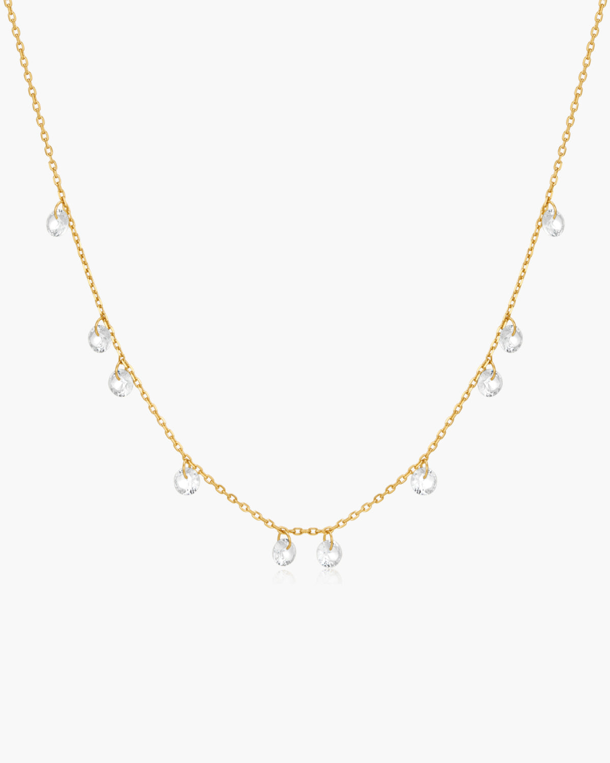 Gold Droplet Station Necklace