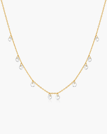 Gold Droplet Station Necklace
