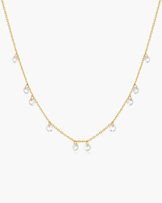 Gold Droplet Station Necklace