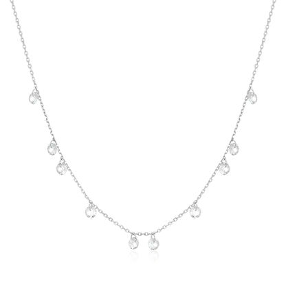Silver Droplet Station Necklace