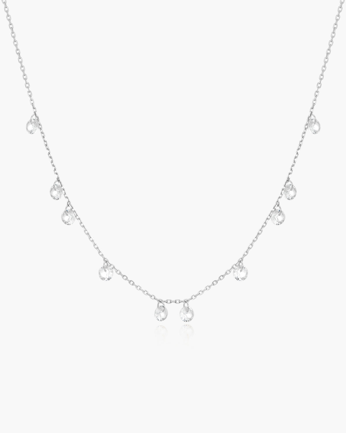 Silver Droplet Station Necklace
