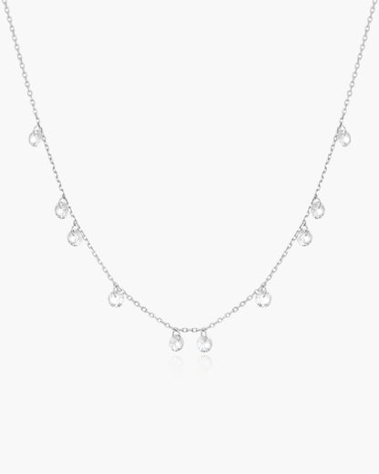 Silver Droplet Station Necklace
