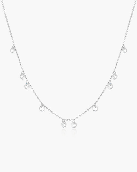 Silver Droplet Station Necklace