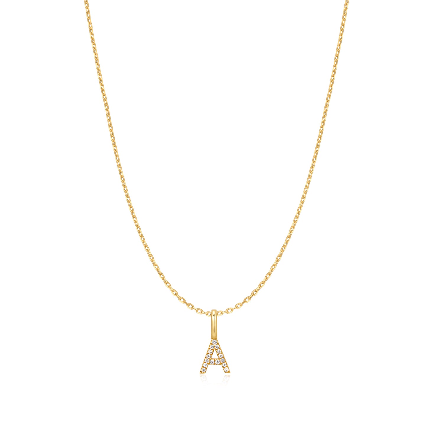 Gold Letter A Initial Necklace