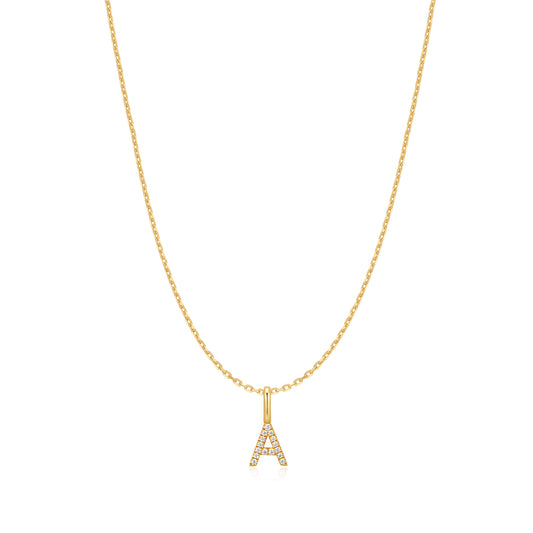Gold Letter A Initial Necklace