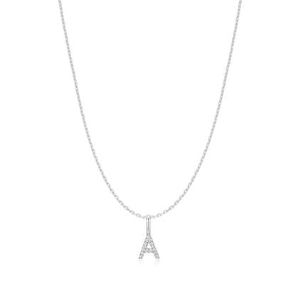 Silver Letter A Initial Necklace