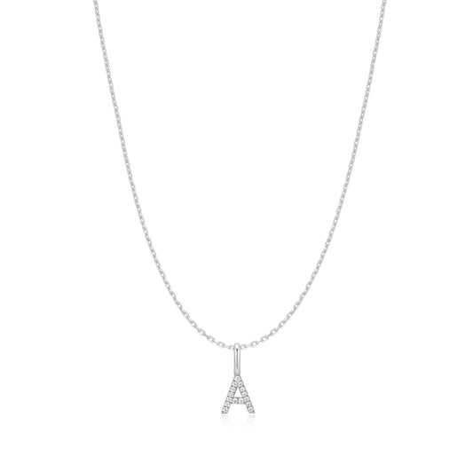 Silver Letter A Initial Necklace