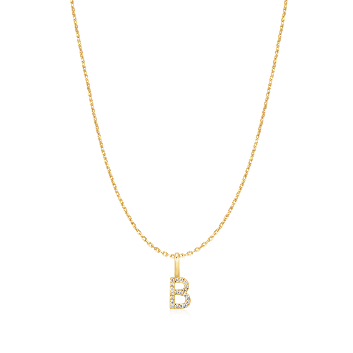 Gold Letter B Initial Necklace