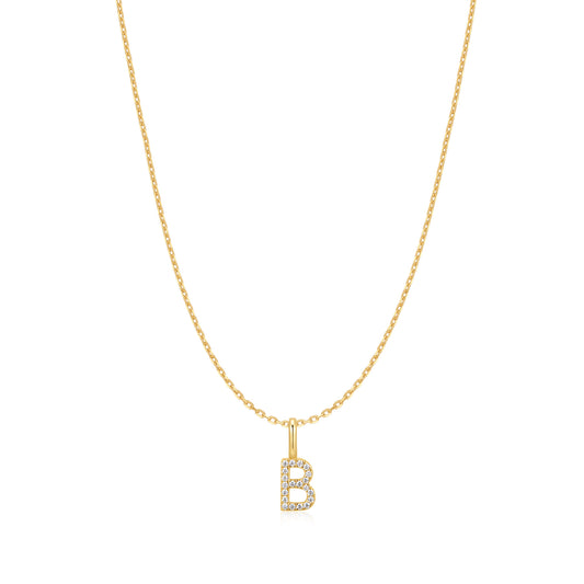 Gold Letter B Initial Necklace