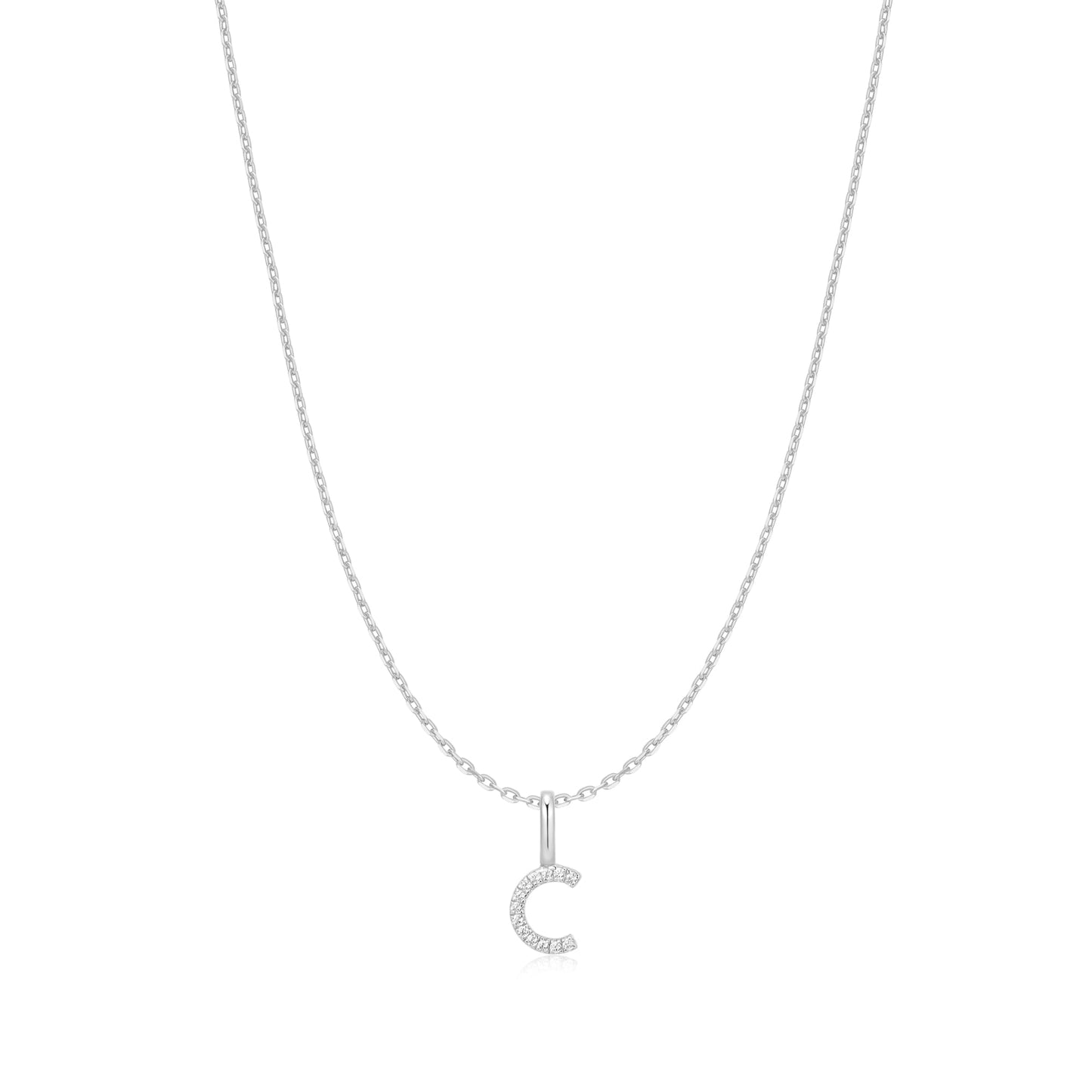 Silver Letter C Initial Necklace