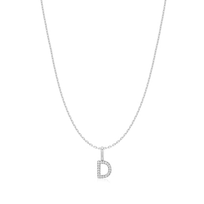 Silver Letter D Initial Necklace