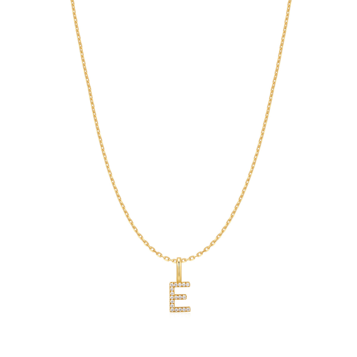 Gold Letter E Initial Necklace