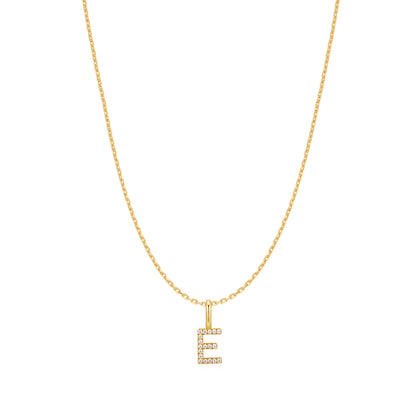 Gold Letter E Initial Necklace