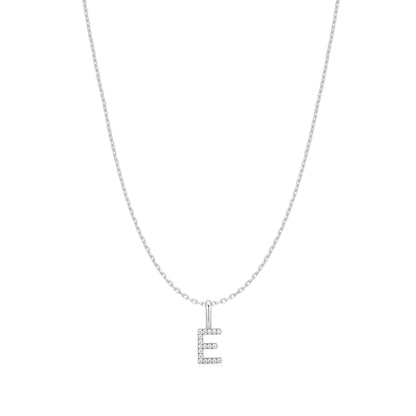 Silver Letter E Initial Necklace