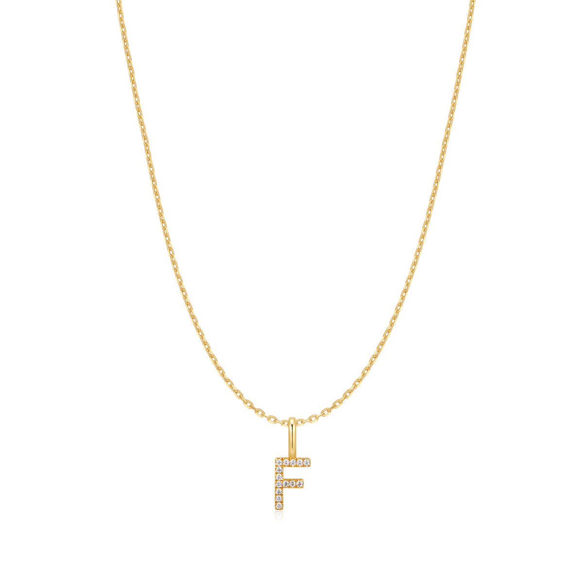 Gold Letter F Initial Necklace