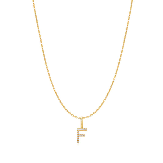Gold Letter F Initial Necklace