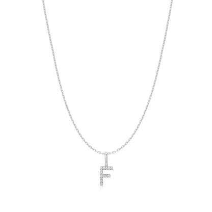 Silver Letter F Initial Necklace