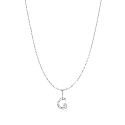 Silver Letter G Initial Necklace