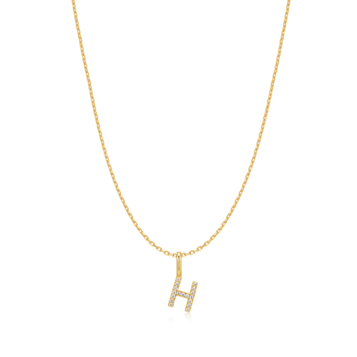Gold Letter H Initial Necklace