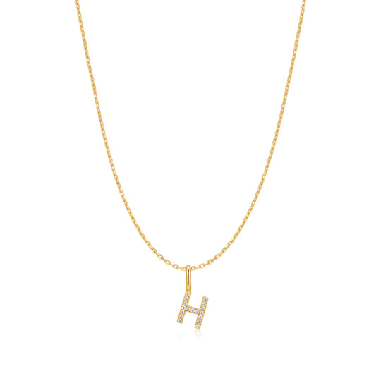 Gold Letter H Initial Necklace