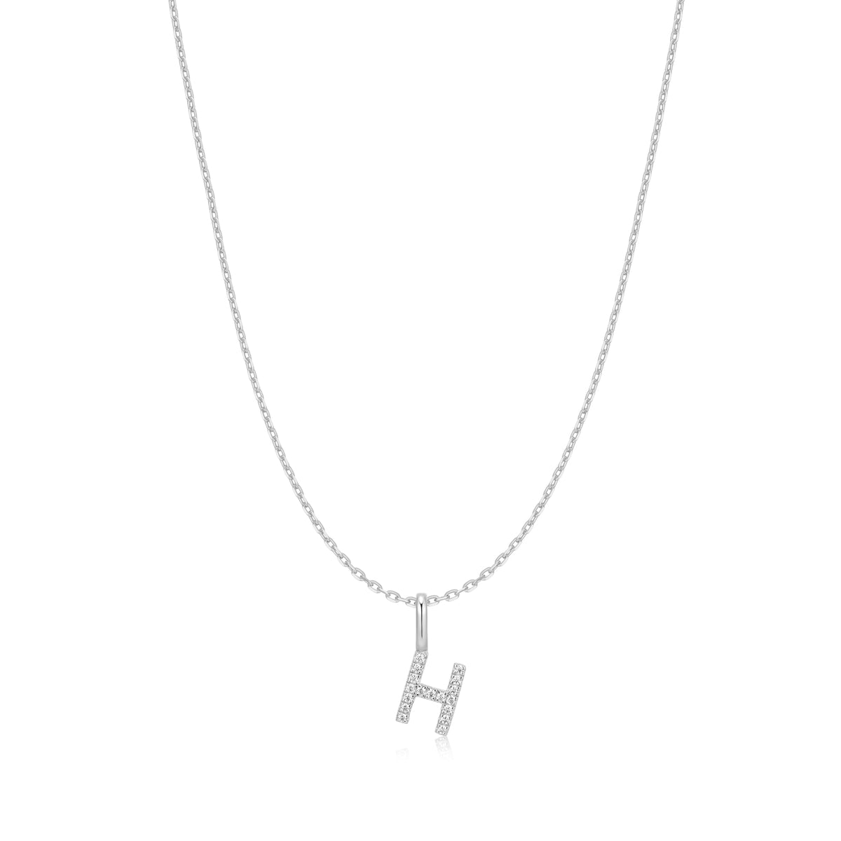 Silver Letter H Initial Necklace