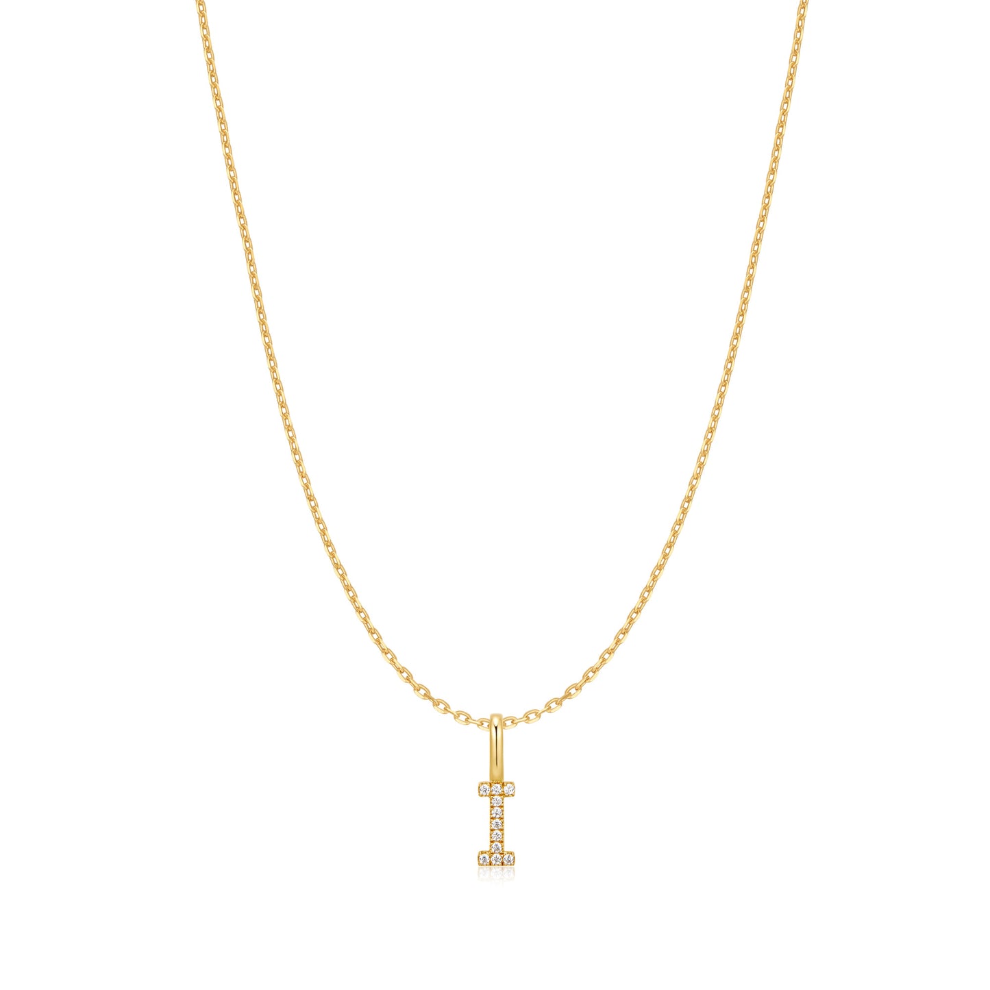 Gold Letter I Initial Necklace