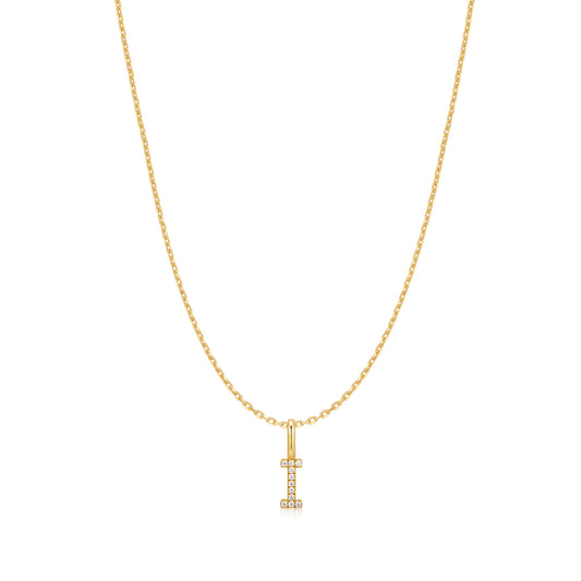 Gold Letter I Initial Necklace