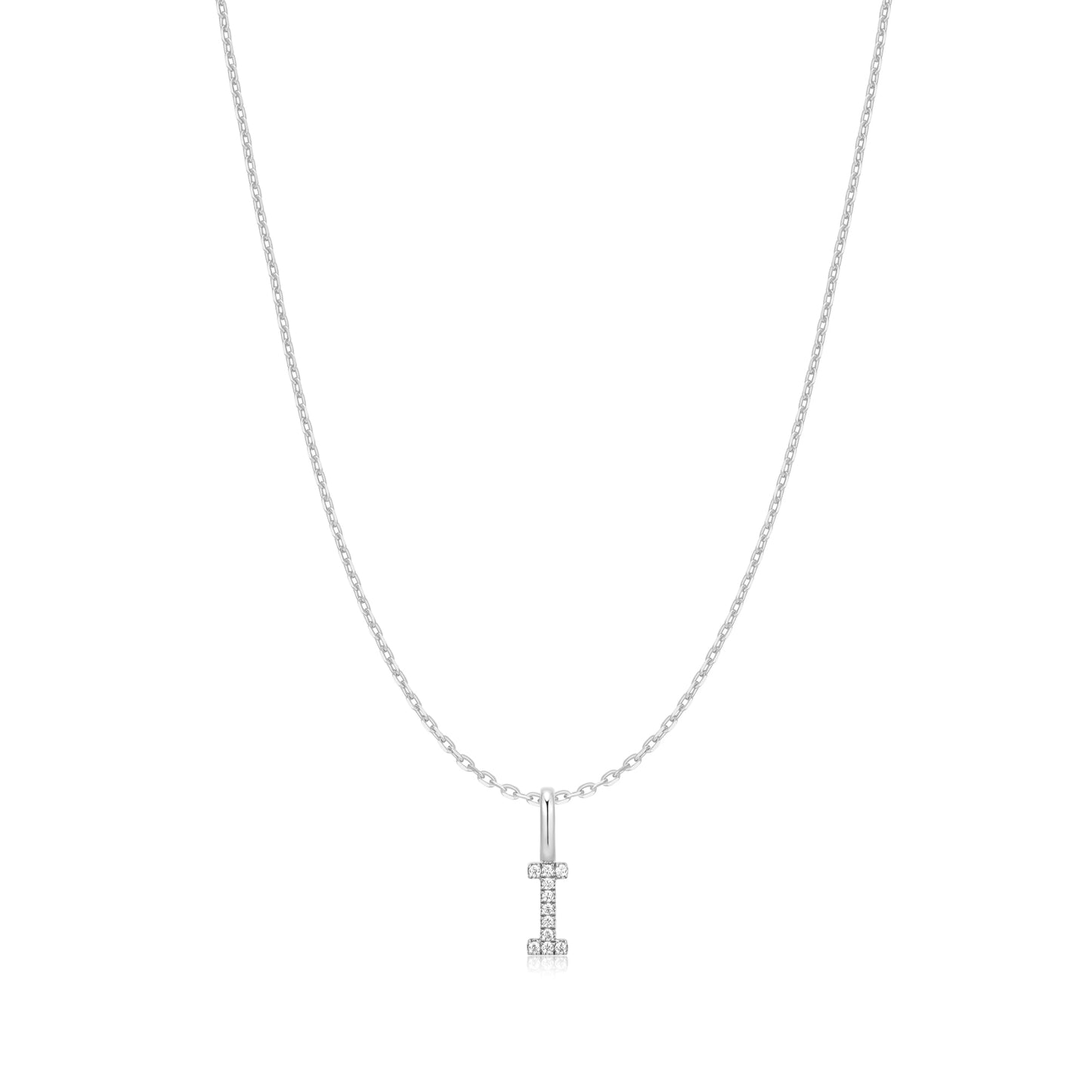 Silver Letter I Initial Necklace