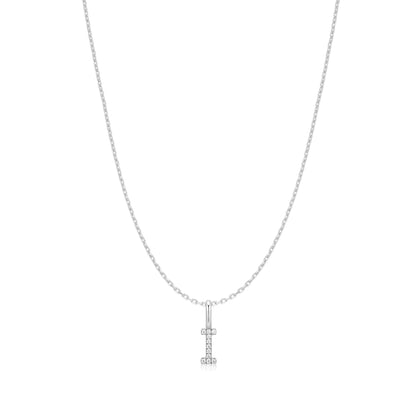 Silver Letter I Initial Necklace