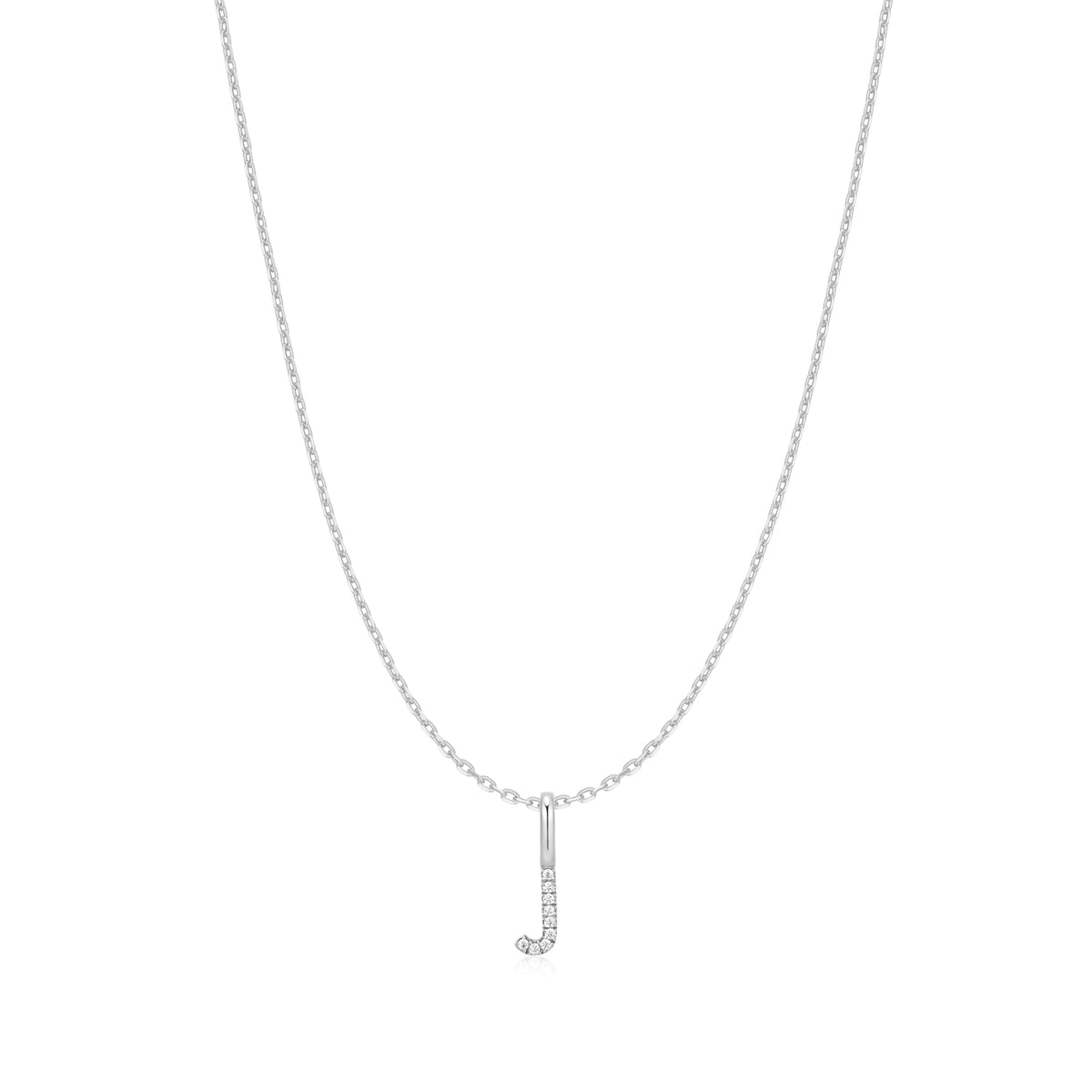Silver Letter J Initial Necklace