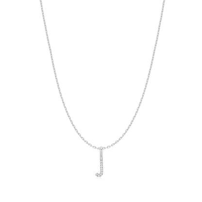 Silver Letter J Initial Necklace