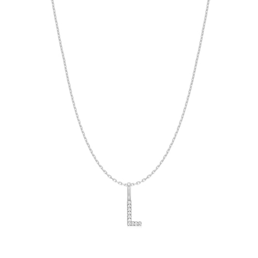 Silver Letter L Initial Necklace