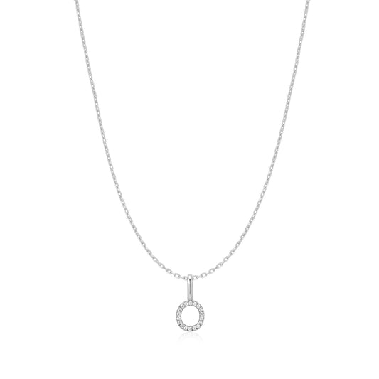Silver Letter O Initial Necklace