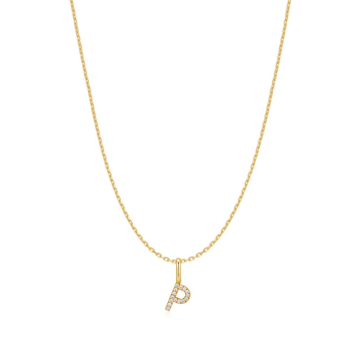Gold Letter P Initial Necklace