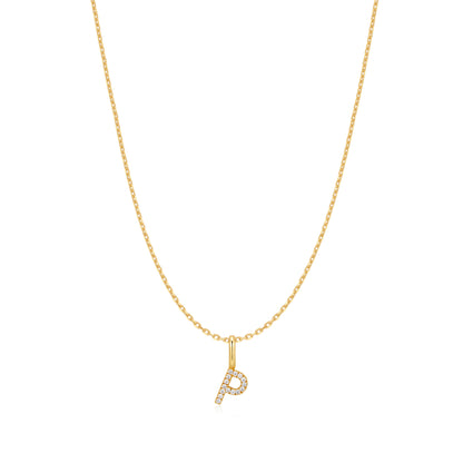 Gold Letter P Initial Necklace