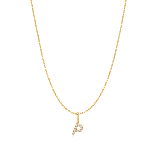 Gold Letter P Initial Necklace