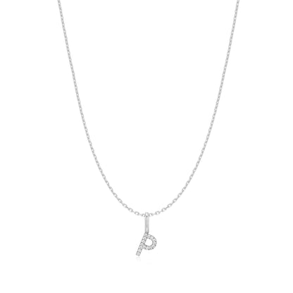 Silver Letter P Initial Necklace
