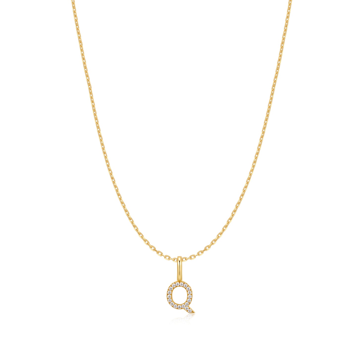 Gold Letter Q Initial Necklace