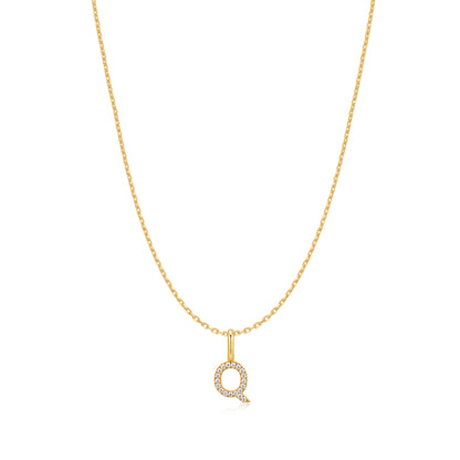 Gold Letter Q Initial Necklace