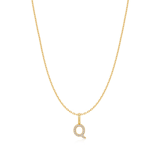 Gold Letter Q Initial Necklace