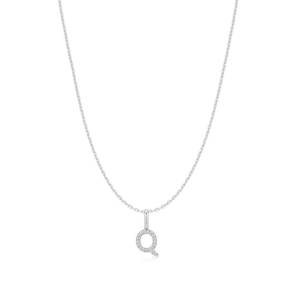 Silver Letter Q Initial Necklace