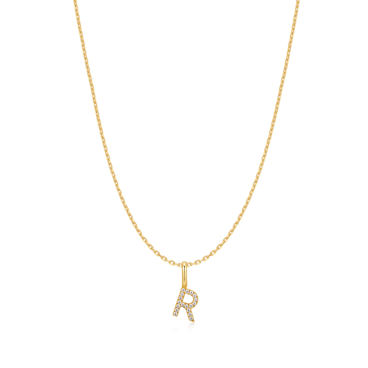 Gold Letter R Initial Necklace