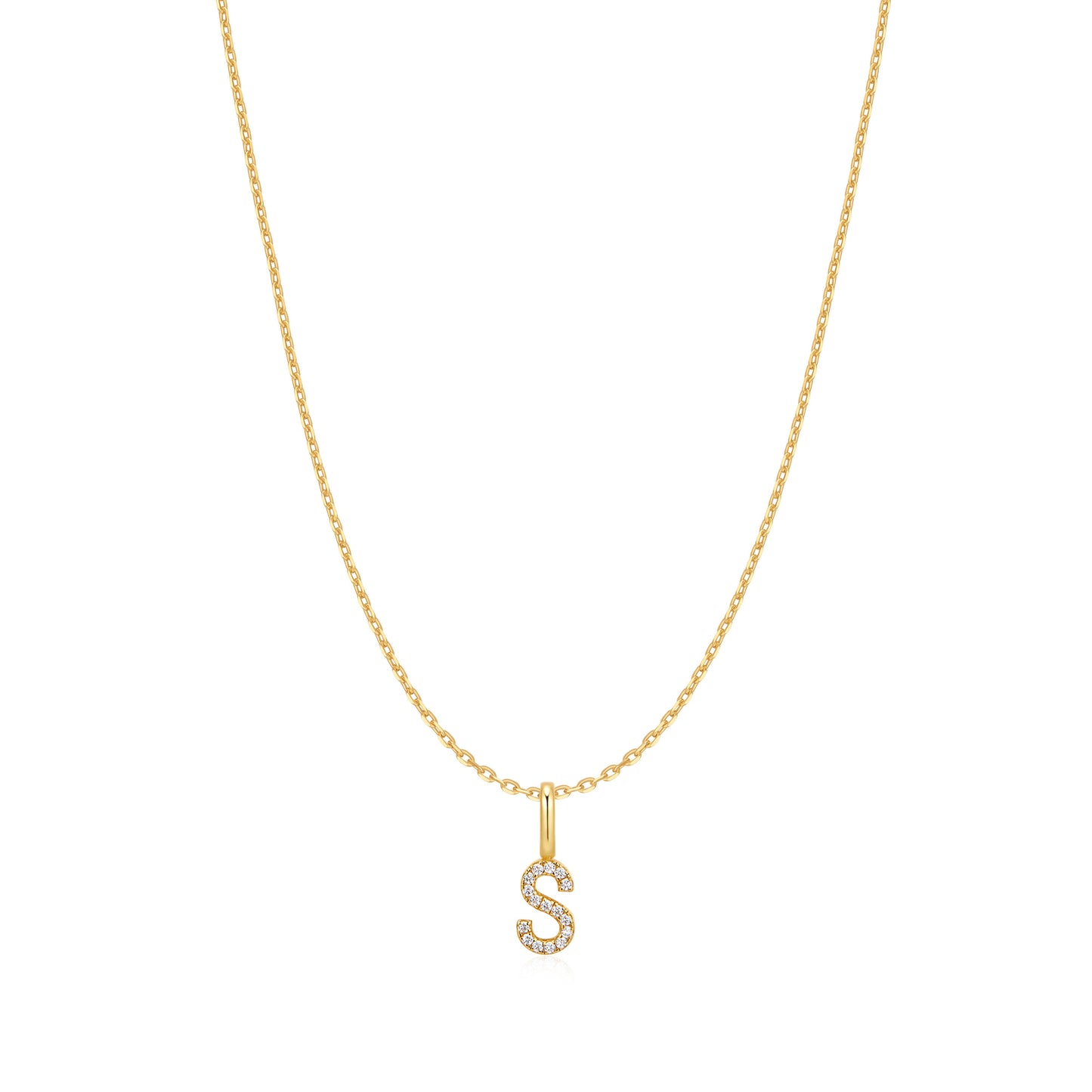 Gold Letter S Initial Necklace