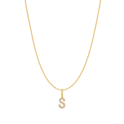 Gold Letter S Initial Necklace