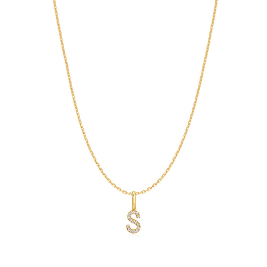 Gold Letter S Initial Necklace