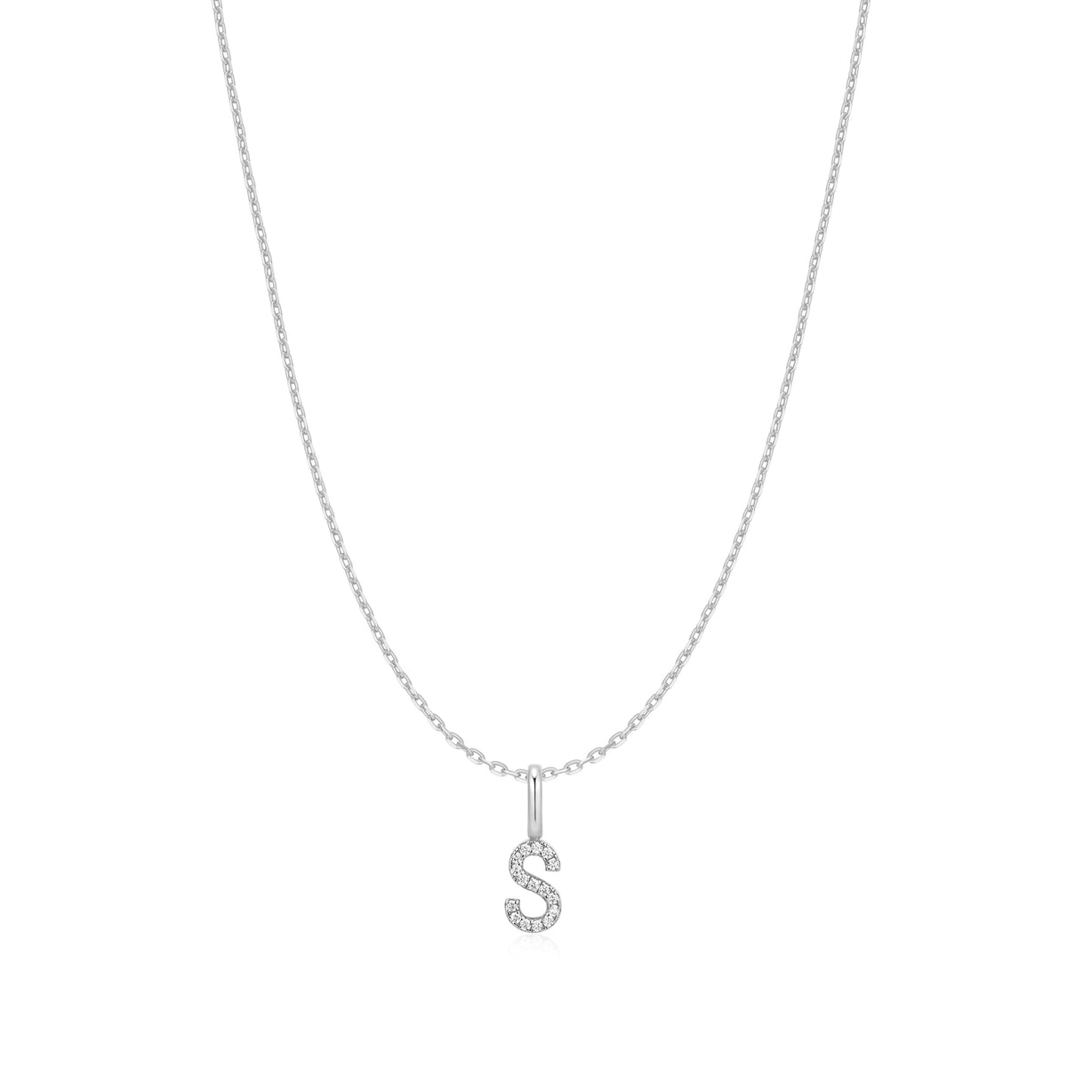 Silver Letter S Initial Necklace