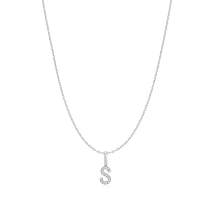 Silver Letter S Initial Necklace