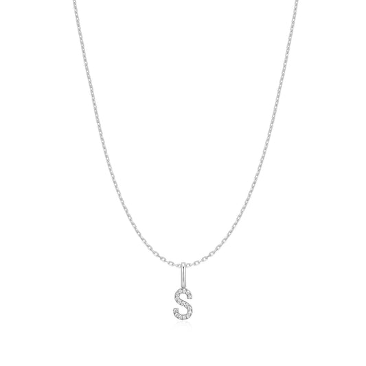 Silver Letter S Initial Necklace