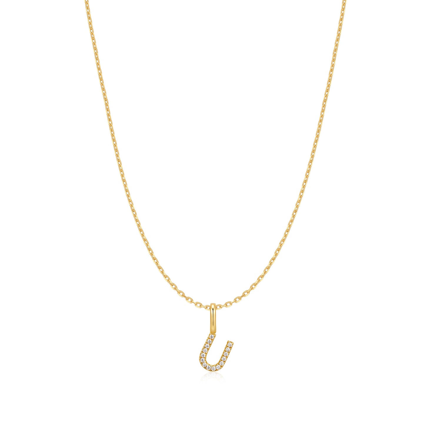 Gold Letter U Initial Necklace